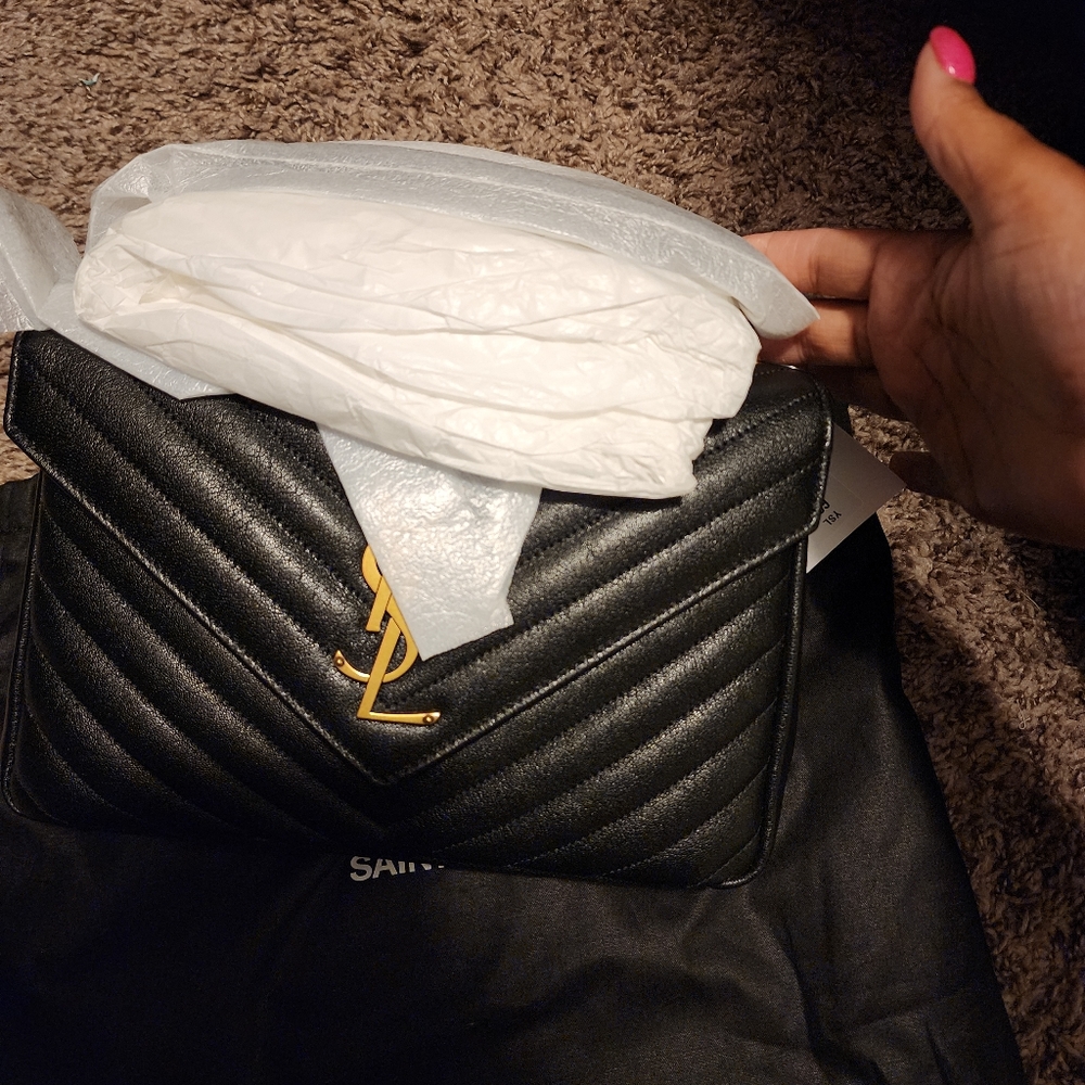 YSL Black Medium Collège Matelassé Leather Bag - Picture 2 of 10